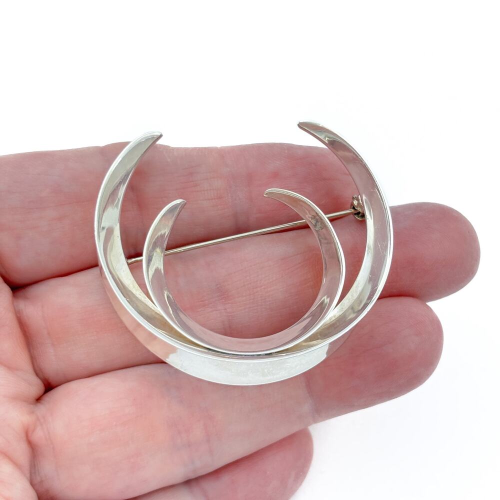 Vintage Sterling Silver 925 Crescent Brooch